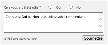 Cet outil de commentaires apparaît à la fin de chaque article de bibliothèque Project Server sur TechNet.