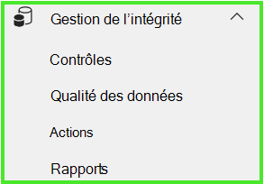 Capture d’écran du menu Catalogue unifié avec la section gestion de l’intégrité mise en évidence.