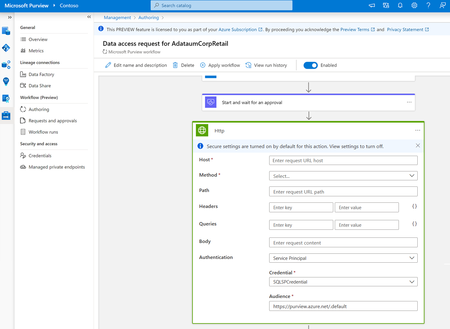 Capture d’écran montrant comment ajouter des propriétés de connecteur HTTP.