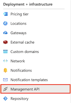 Sélectionnez API de gestion dans le Portail Azure