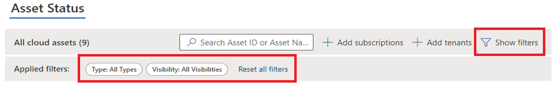 Options de filtrage dans le tableau de bord Visibilité des demandes de support cloud.