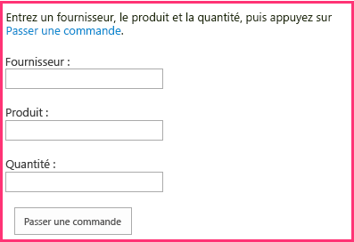 Bon de commande, qui utilise désormais des polices Segoe. Le texte « Passer une commande » est surligné en bleu.