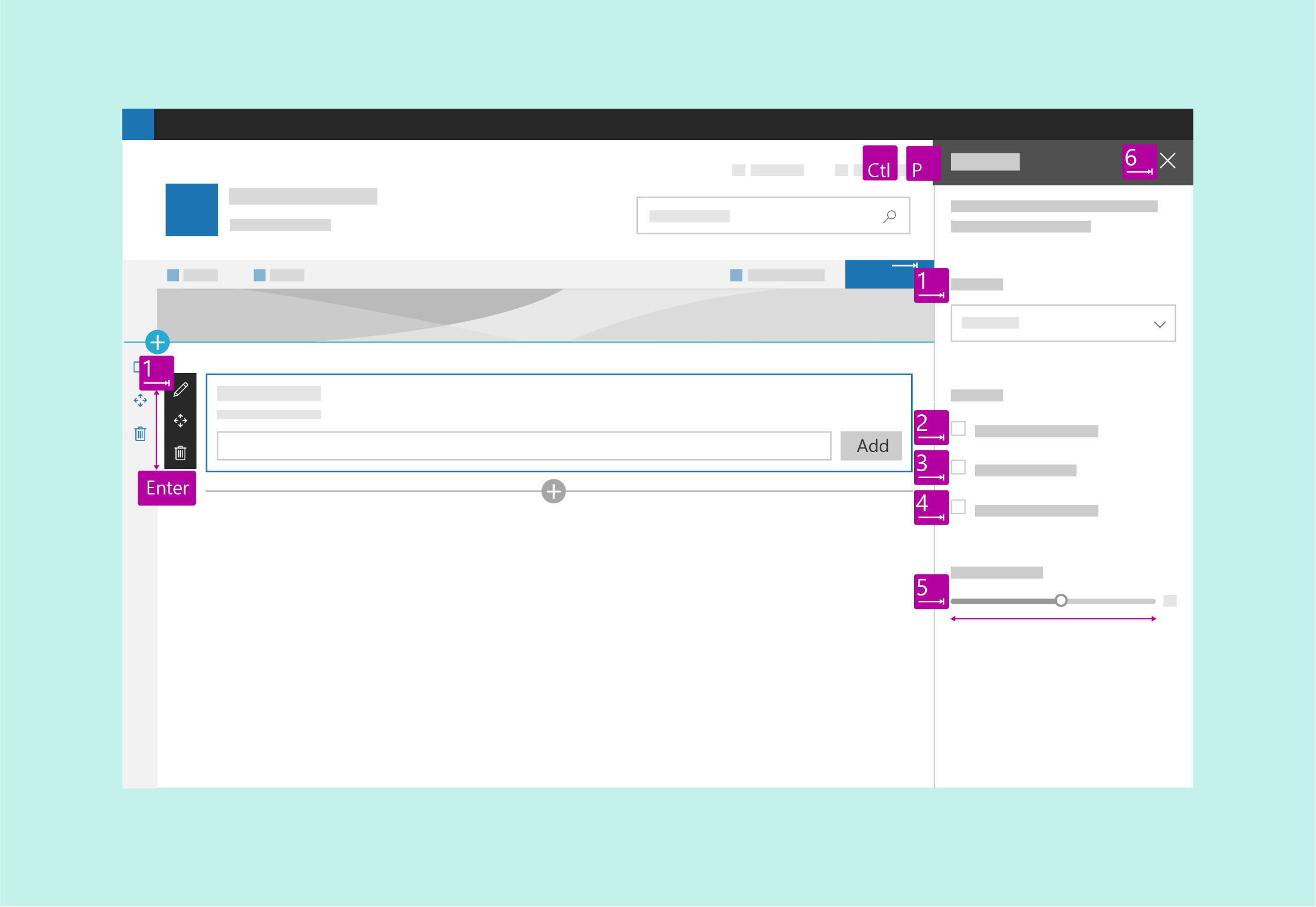 Image qui illustre la navigation au clavier sur un composant WebPart.