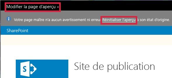 Boutons Modifier la page d’aperçu et Réinitialiser l’aperçu