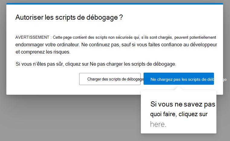 Accepter le chargement des scripts de débogage