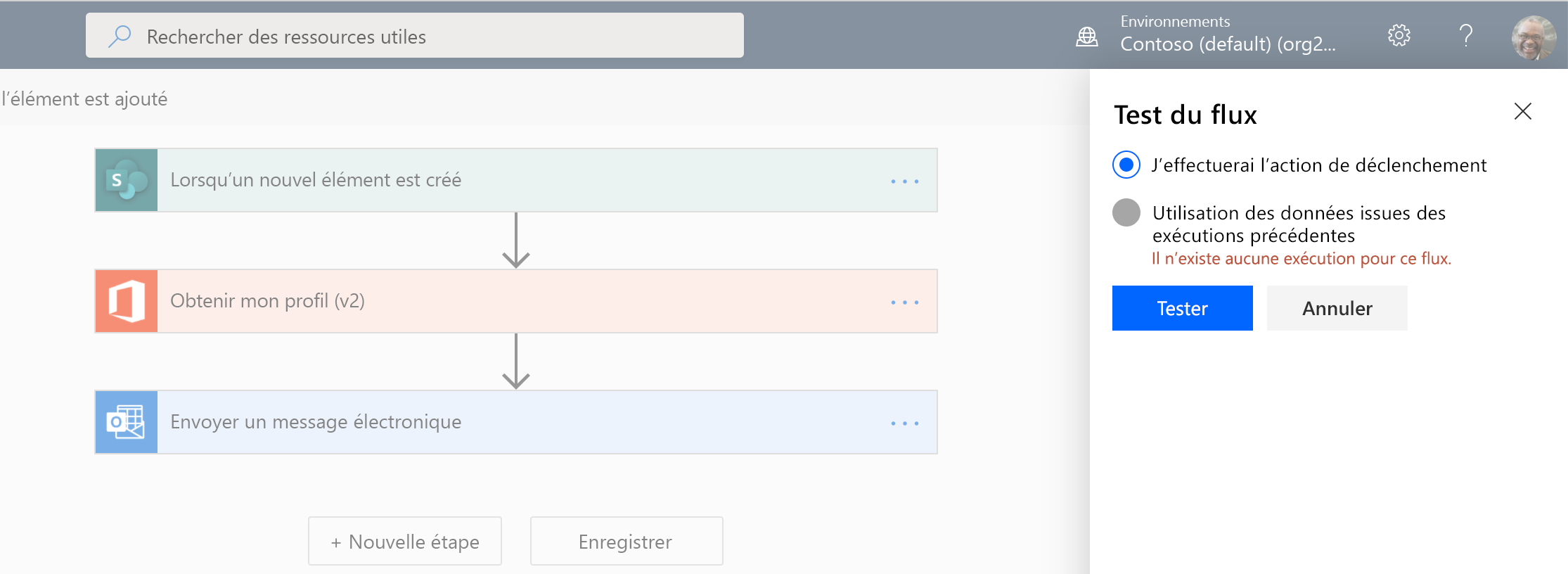 Concepteur de flux : test du flux