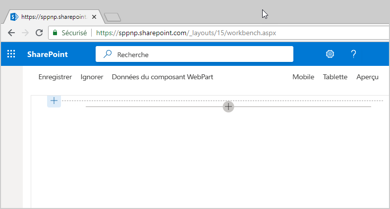 SharePoint Workbench s’exécutant localement