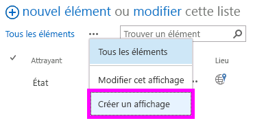 Menu de la zone de contrôle d’édition pour la liste SharePoint