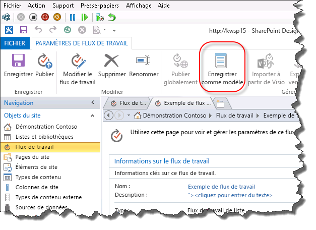 Création d’un package de flux de travail dans SPD 2013