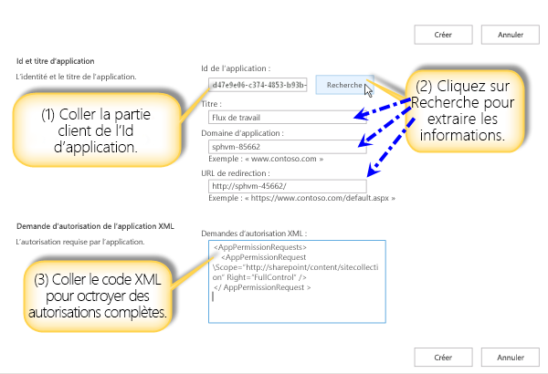 Recherche d’un ID d’application