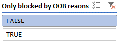 filtrage du segment sur « Blocage uniquement dû à des motifs OOB = FALSE »