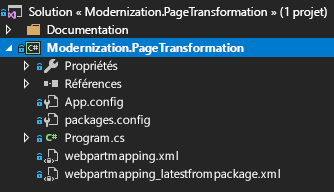 fichiers de la solution de transformation de page