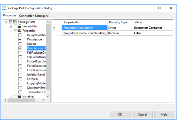 Onglet Propriétés de la boîte de dialogue Configuration du modèle