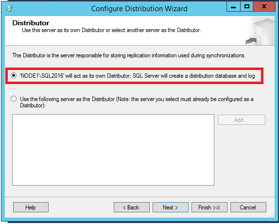 Capture d’écran de l’option permettant de faire agir le serveur comme son propre serveur de distribution.