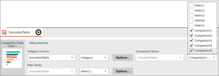 Capture d’écran des options en regard de Série de comparaison.