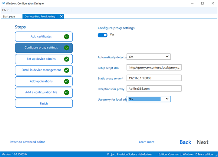 configurer les paramètres du proxy.