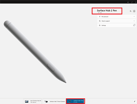 Vérifier le niveau de la batterie sur le stylet Surface Hub