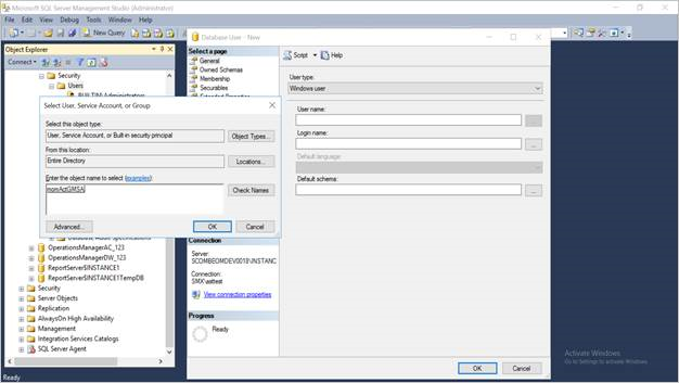 Capture d’écran de la sélection de l’utilisateur de gestion du serveur.