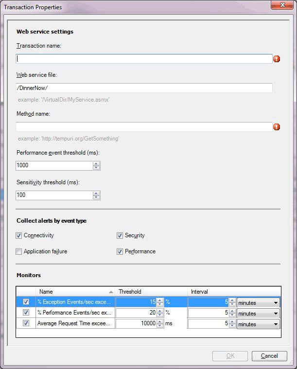 Capture d’écran de la transaction côté serveur ASP.NET service web.