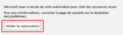 Capture d’écran montrant le bac à sable, avec le bouton Vérification des autorisations en surbrillance.