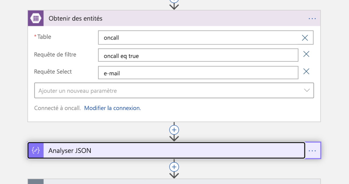 Screenshot of the Get entities block in Logic App Designer view of the Logic App.