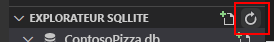 Capture d’écran montrant le bouton Actualiser les bases de données dans la barre de titre de SQLite Explorer.