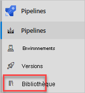 Capture d’écran du menu Azure DevOps mettant en évidence l’option Bibliothèque sous Pipelines.