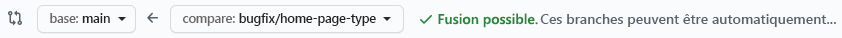 Capture d’écran de GitHub confirmant que la branche peut être fusionnée.