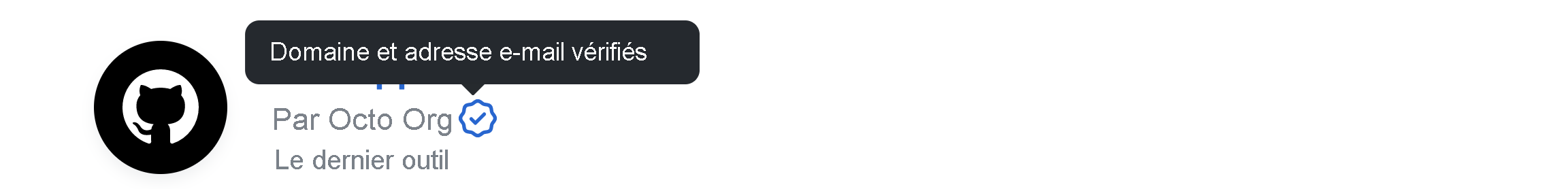 Image d’un badge vérifié d’une application GitHub.