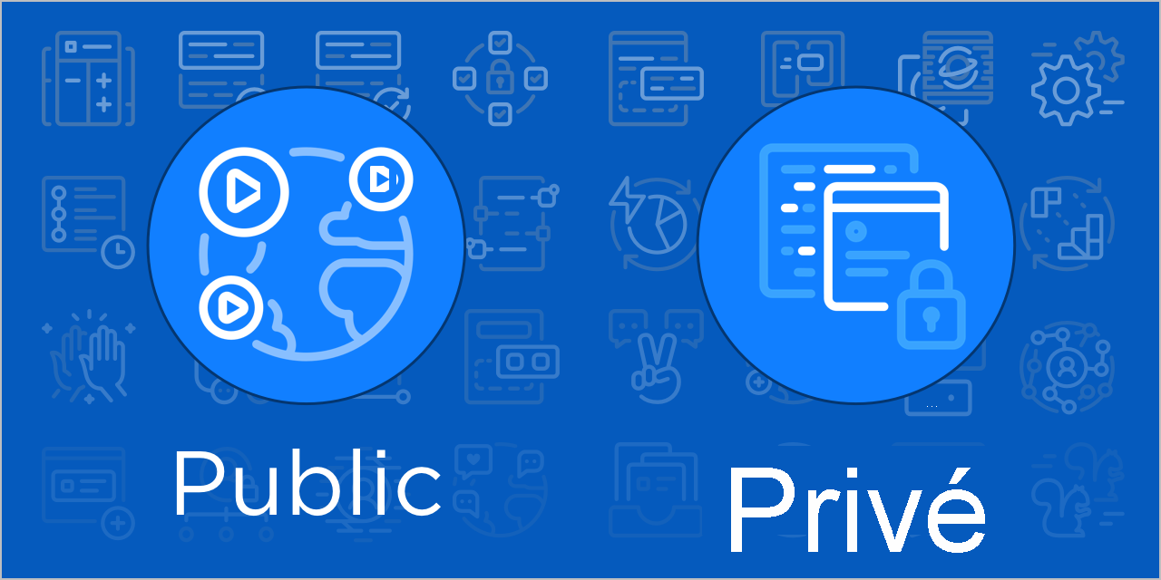 Diagramme montrant les deux options de visibilité pour une action : publique ou privée.