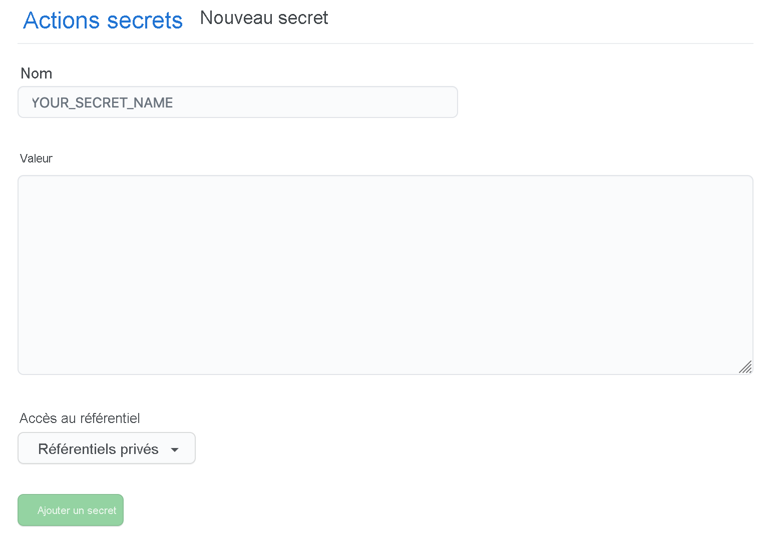 Nouvel écran secret pour les organisations.