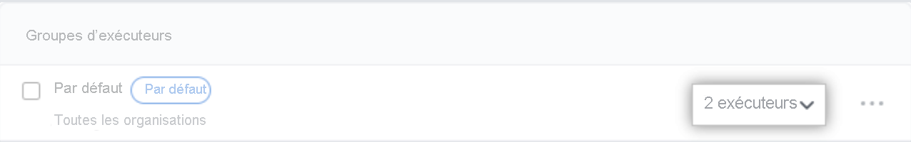 Capture d’écran d’un exemple de groupe d’exécuteurs avec une liste déroulante mise en évidence.