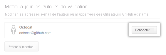 Capture d’écran du processus de connexion de l’auteur de commit.