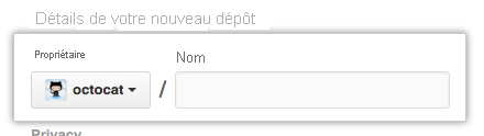 Capture d’écran du nom du propriétaire de l’importation.