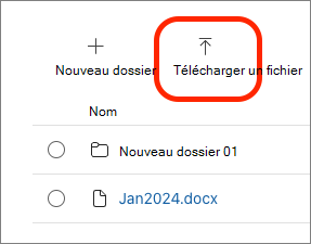 Capture d’écran du bouton Charger un fichier.