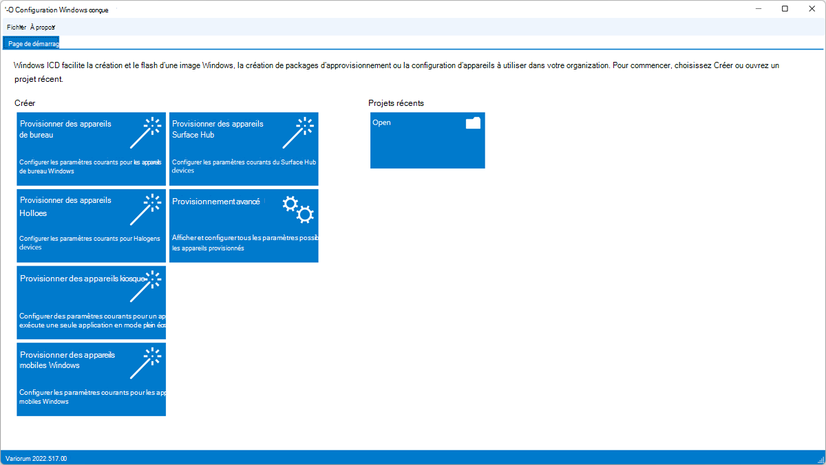 Capture d’écran montrant la page Configurer l’appareil dans le Designer de configuration Windows.