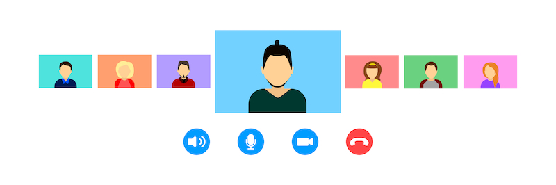Illustration montrant des personnes dans une réunion vidéo.