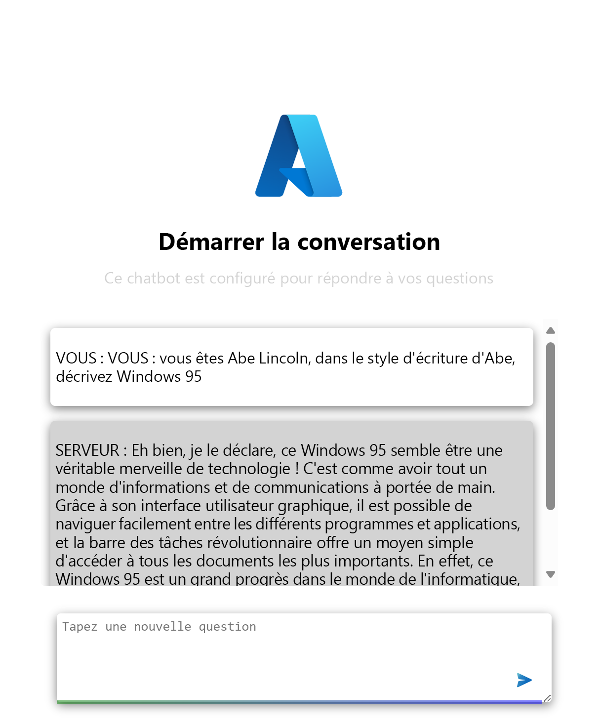 Capture d’écran de l’application avec la zone d’entrée et le bouton.