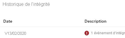 Capture d’écran montrant un événement d’intégrité dans le Portail Azure.
