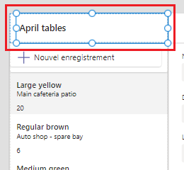 Capture d’écran du libellé du titre de l’application sélectionné. 