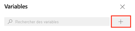 Capture d’écran d’Azure DevOps montrant la liste des variables du pipeline, avec le bouton Plus en évidence.