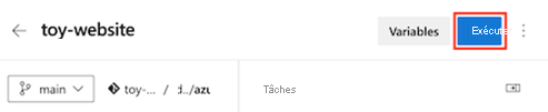 Capture d’écran d’Azure DevOps montrant le pipeline, avec le bouton Exécuter en évidence.