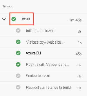 Capture d’écran d’Azure DevOps montrant la page de travail, avec l’élément de menu Travail en évidence.