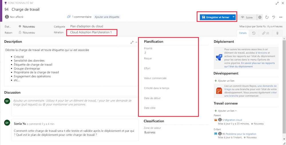 Screenshot that shows different ways to record workload prioritization.