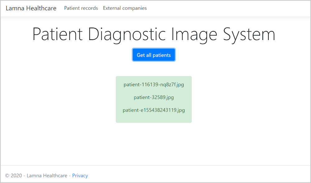 Capture d’écran du système d’images de diagnostic de patients de votre entreprise, montrant trois images.