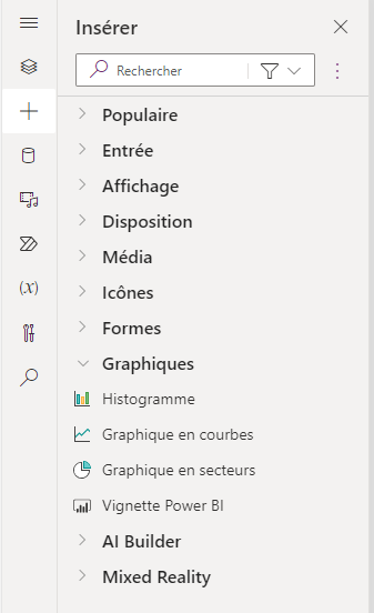 Capture d’écran des options du menu Graphiques.