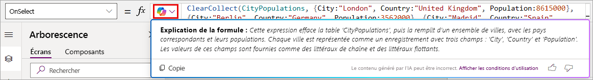 Capture d’écran du bouton Copilot.