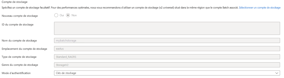 Capture d’écran de la boîte de dialogue de création d’un compte de stockage dans le portail Azure.