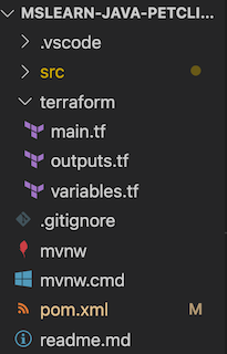 Capture d’écran de la structure de configuration Terraform.