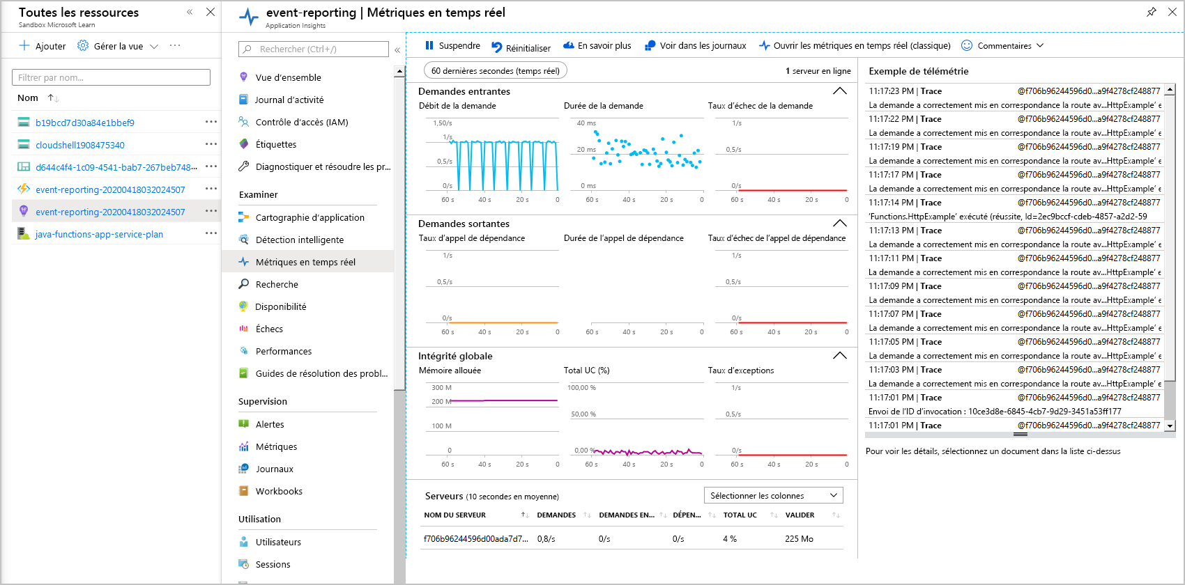 Image showing Application Insights and Live Metrics highlights.